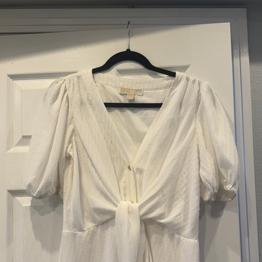 Michael kors Ivory Textured Wrap Blouse